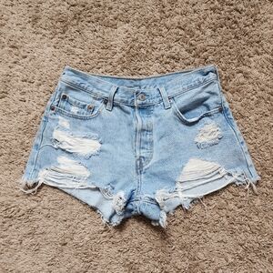 Levi's 501 Distressed Cut Off Shorts Size 28